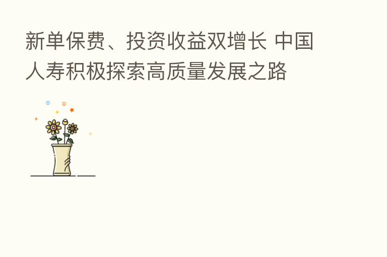 新单保费、投资收益双增长 中国人寿积极探索高质量发展之路