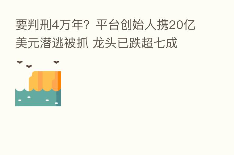要判刑4万年?平台创始人携20亿美元潜逃被抓 龙头已跌超七成