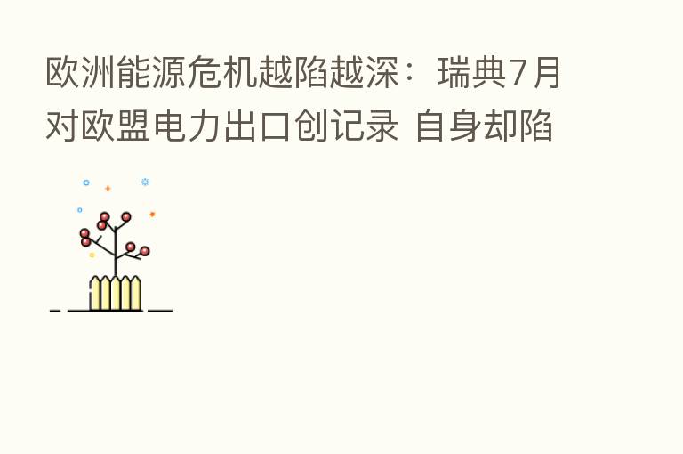 欧洲能源危机越陷越深:瑞典7月对欧盟电力出口创记录 自身却陷险境?