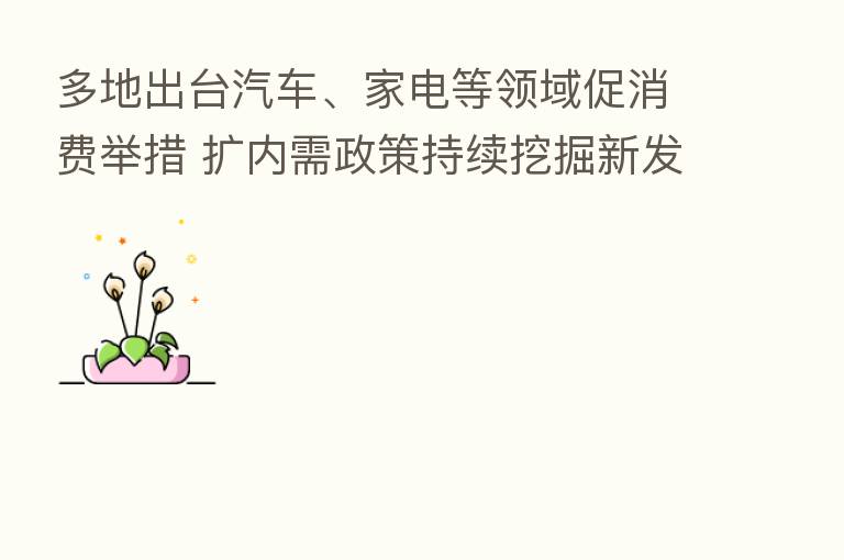 多地出台汽车、家电等领域促消费举措 扩内需政策持续挖掘新发力点
