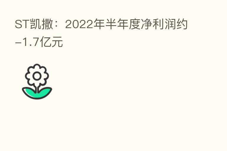 ST凯撒：2022年半年度净利润约-1.7亿元