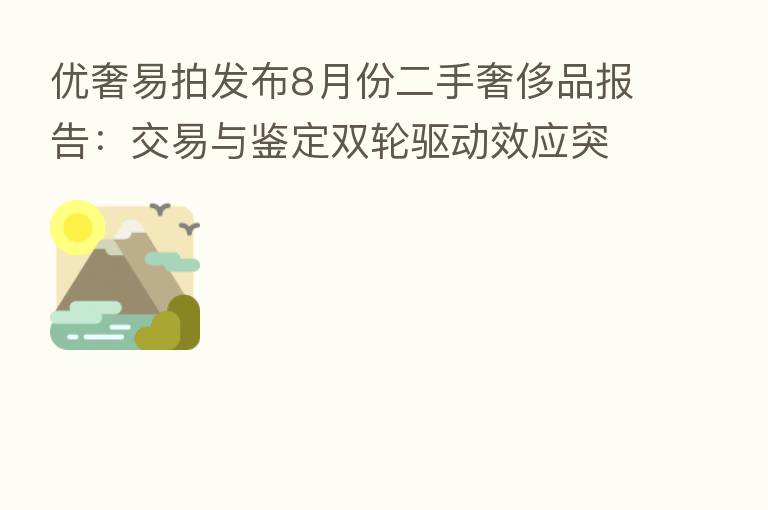 优奢易拍发布8月份二手奢侈品报告：交易与鉴定双轮驱动效应突显