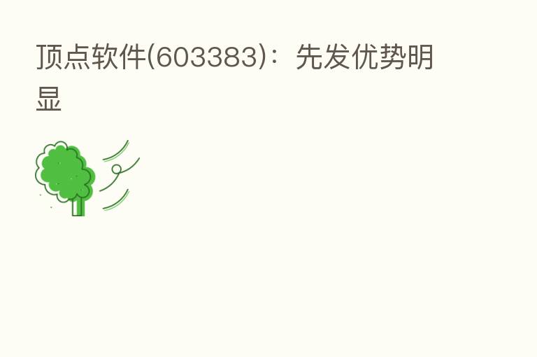 顶点软件(603383)：先发优势明显