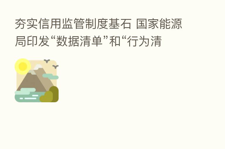 夯实信用监管制度基石 国家能源局印发“数据清单”和“行为清单”