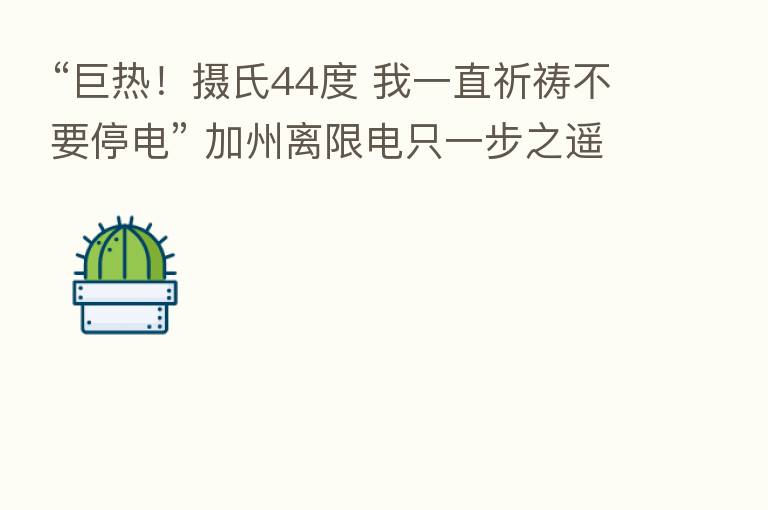 “巨热!摄氏44度 我一直祈祷不要停电” 加州离限电只一步之遥