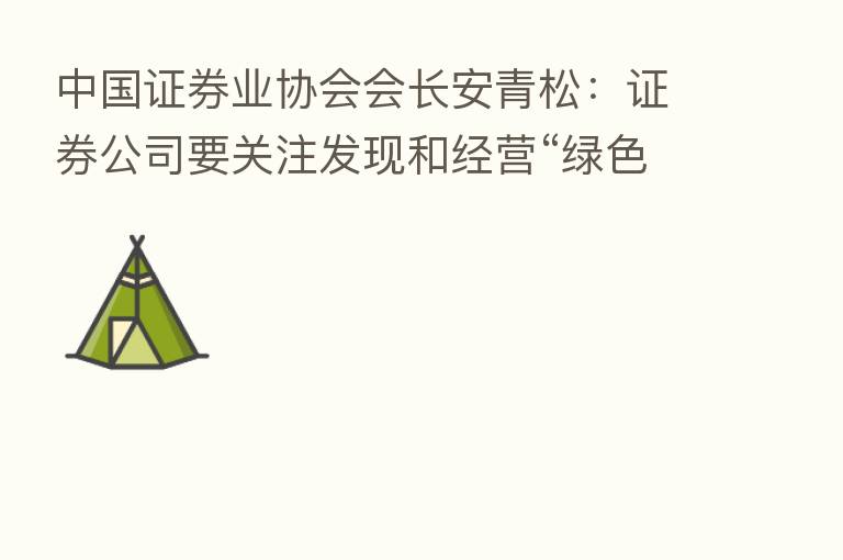中国证券业协会会长安青松：证券公司要关注发现和经营“绿色资产”、“碳汇资产”的价值