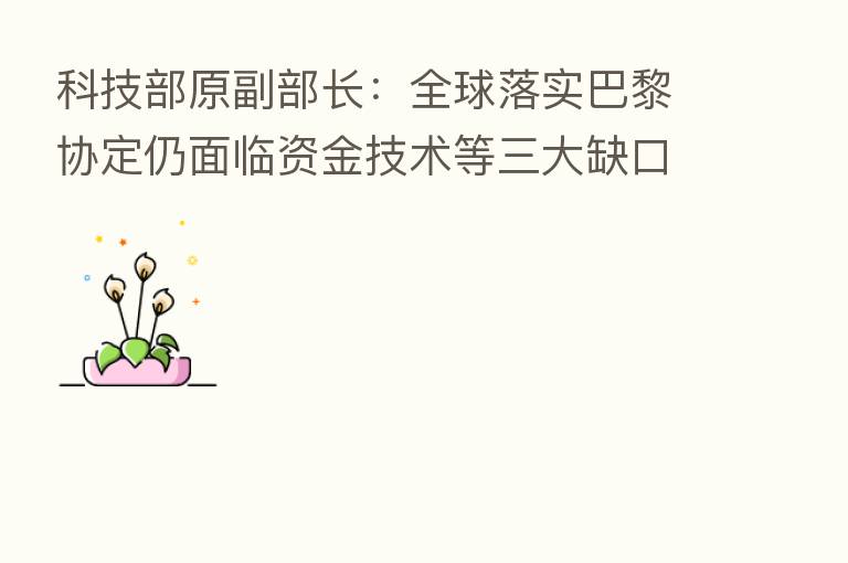 科技部原副部长：全球落实巴黎协定仍面临资金技术等三大缺口