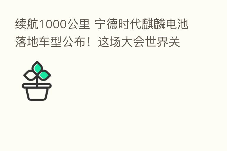 续航1000公里 宁德时代麒麟电池落地车型公布！这场大会世界关注 有大厂董事长提出“停售燃油车”