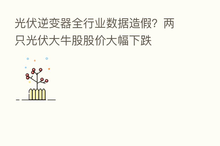 光伏逆变器全行业数据造假?两只光伏大牛股股价大幅下跌