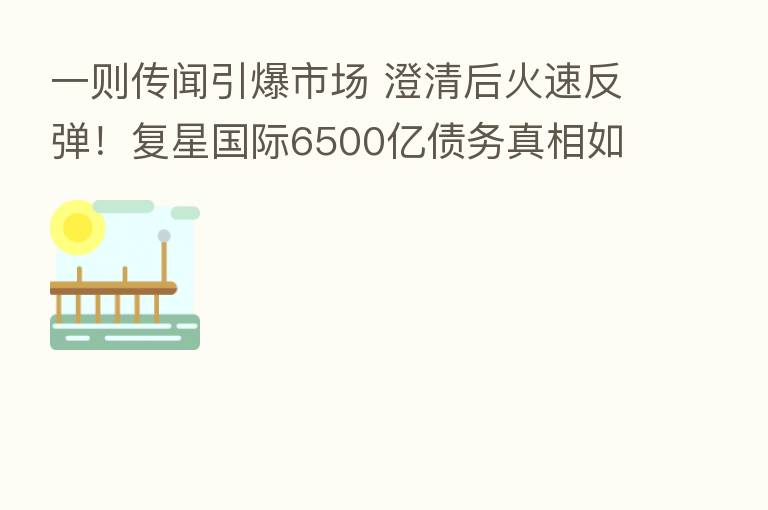 一则传闻引爆市场 澄清后火速反弹！复星国际6500亿债务真相如何？来看现状拆解！