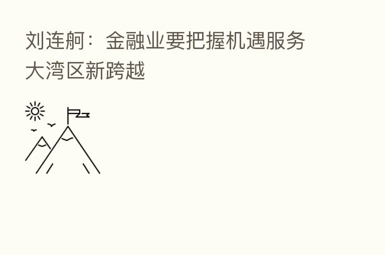 刘连舸：金融业要把握机遇服务大湾区新跨越