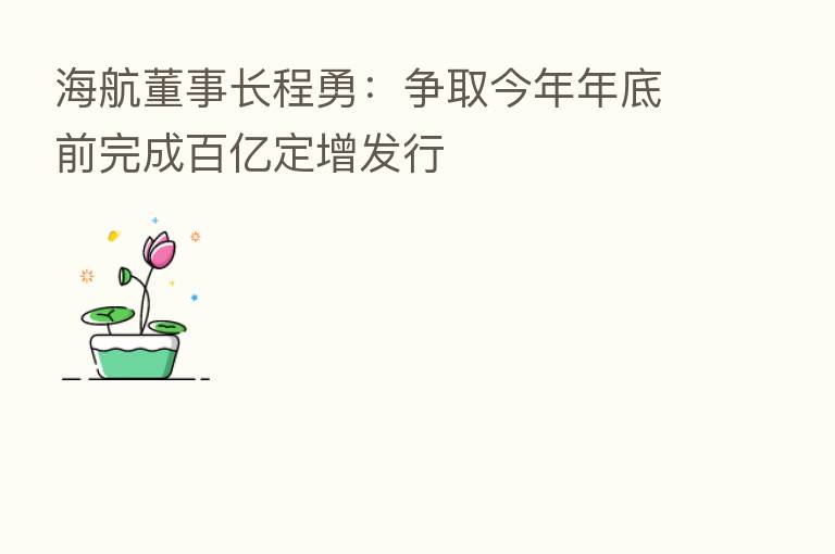 海航董事长程勇：争取今年年底前完成百亿定增发行
