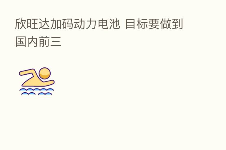 欣旺达加码动力电池 目标要做到国内前三