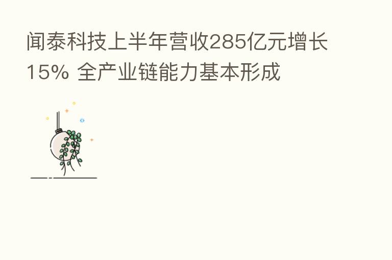 闻泰科技上半年营收285亿元增长15% 全产业链能力基本形成