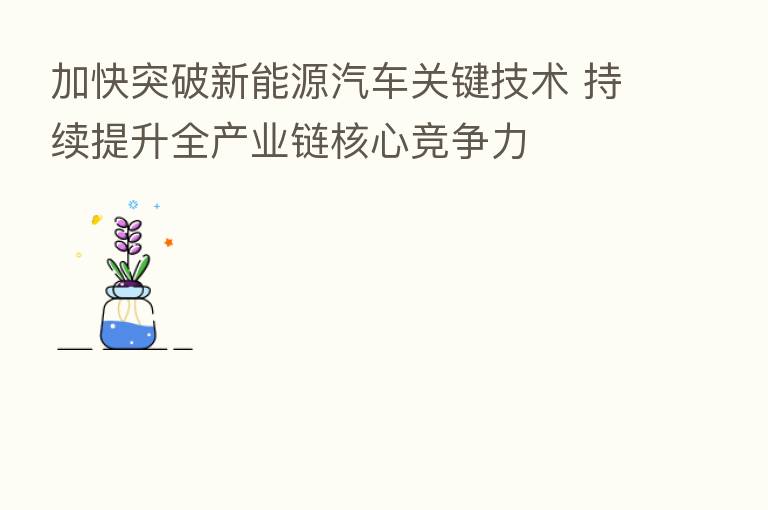 加快突破新能源汽车关键技术 持续提升全产业链核心竞争力