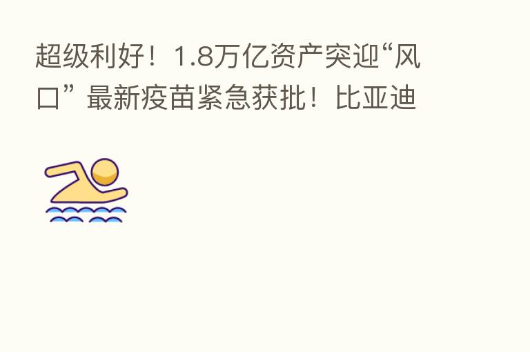 超级利好!1.8万亿资产突迎“风口” 新 疫苗紧急获批!比亚迪交流纪要传出