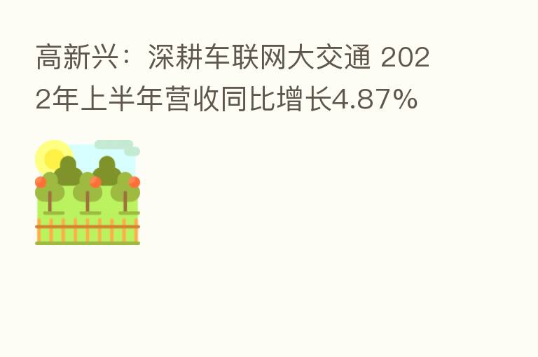 高新兴：深耕车联网大交通 2022年上半年营收同比增长4.87%