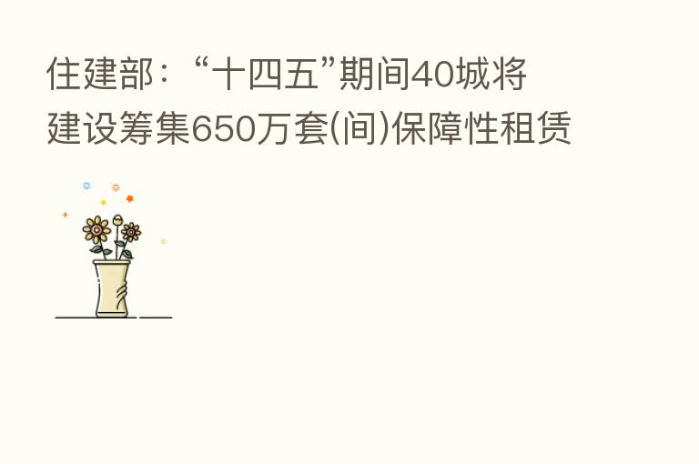 住建部:“十四五”期间40城将建设筹集650万套(间)保障性租赁住房