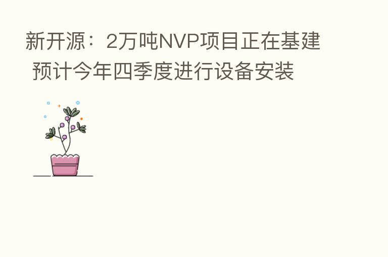 新开源：2万吨NVP项目正在基建 预计今年四季度进行设备安装