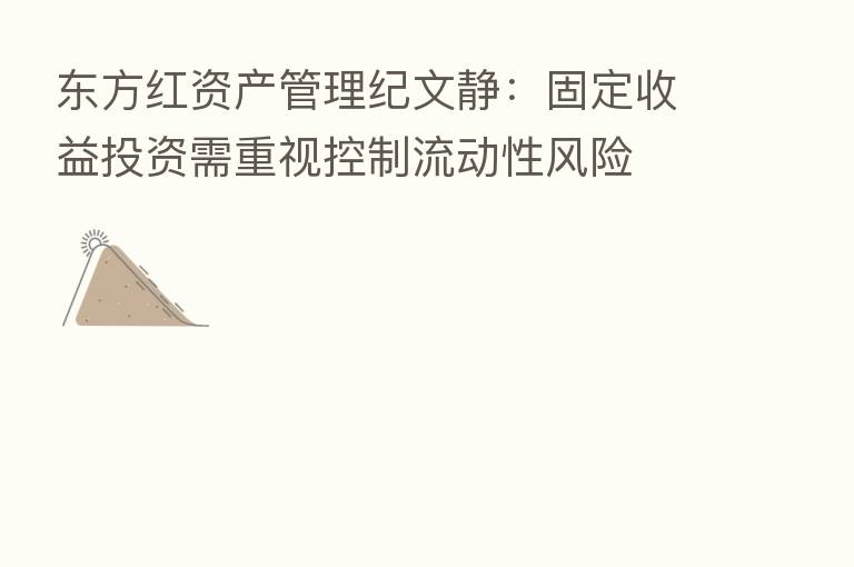 东方红资产管理纪文静:固定收益投资需重视控制流动性风险