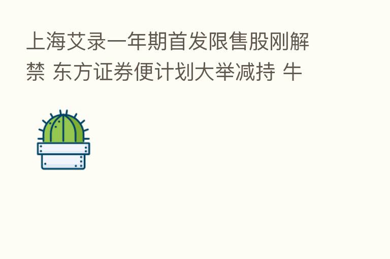 上海艾录一年期首发限售股刚解禁 东方证券便计划大举减持 牛散正建仓