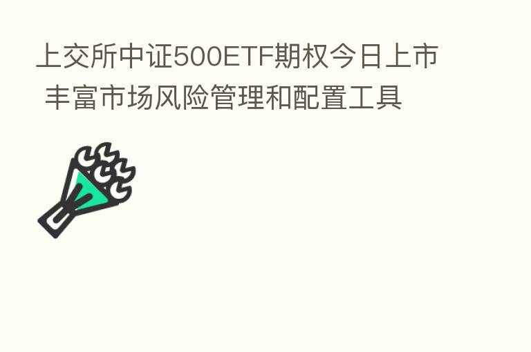 上交所中证500ETF期权今日上市 丰富市场风险管理和配置工具