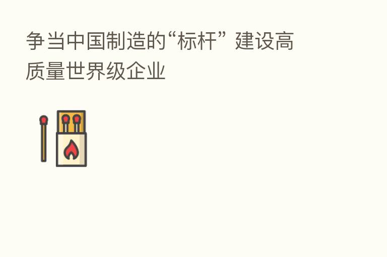 争当中国制造的“标杆” 建设高质量世界级企业