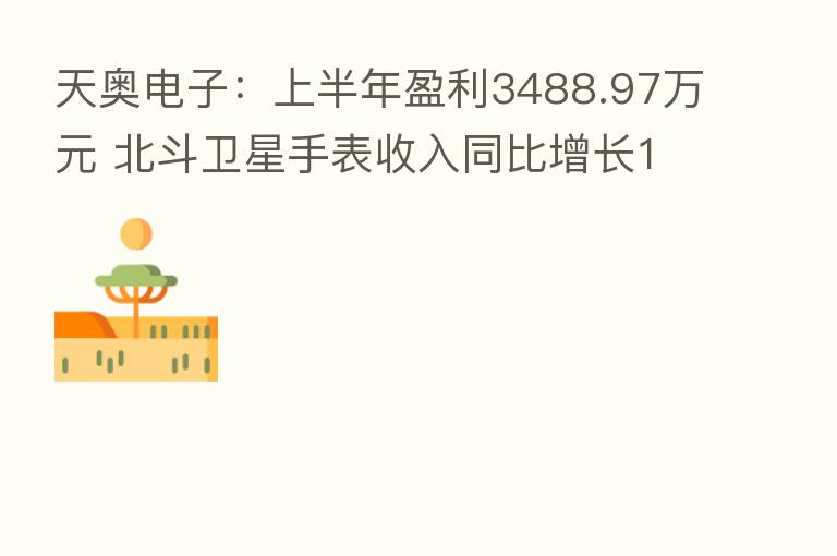 天奥电子：上半年盈利3488.97万元 北斗卫星手表收入同比增长190.85%