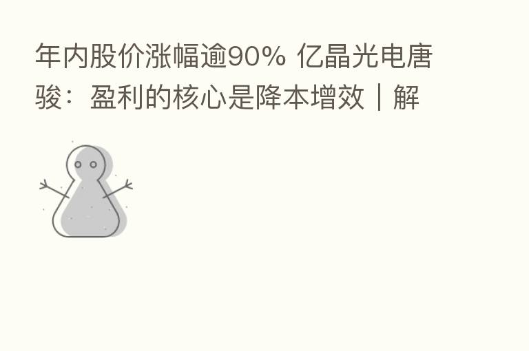 年内股价涨幅逾90% 亿晶光电唐骏:盈利的核心是降本增效|解码江苏高质量发展