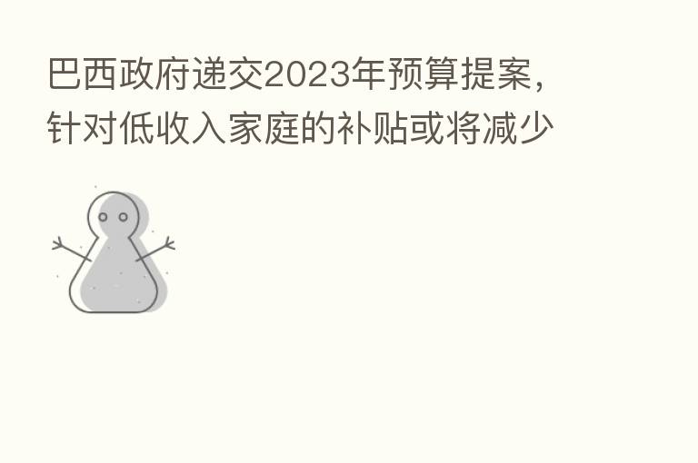 巴西政府递交2023年预算提案，针对低收入家庭的补贴或将减少