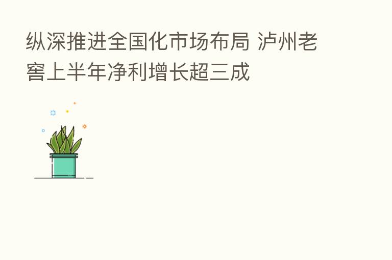 纵深推进全国化市场布局 泸州老窖上半年净利增长超三成