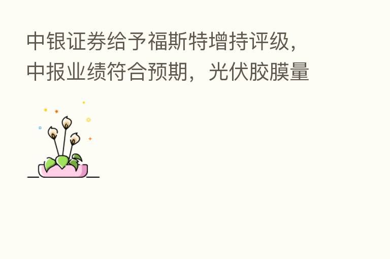 中银证券给予福斯特增持评级,中报业绩符合预期,光伏胶膜量价同升