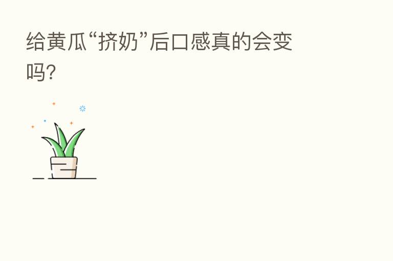给黄瓜“挤奶”后口感真的会变吗?