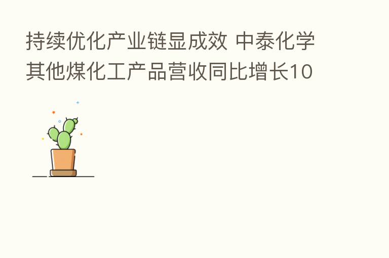 持续优化产业链显成效 中泰化学其他煤化工产品营收同比增长1046.09%