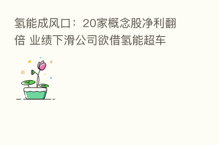 氢能成风口：20家概念股净利翻倍 业绩下滑公司欲借氢能超车