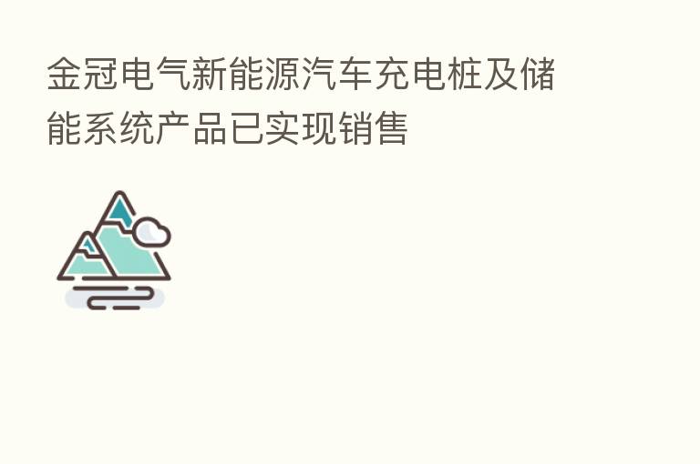 金冠电气新能源汽车充电桩及储能系统产品已实现销售