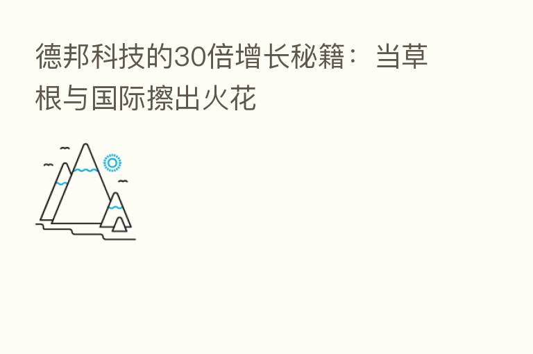 德邦科技的30倍增长秘籍:当草根与国际擦出火花