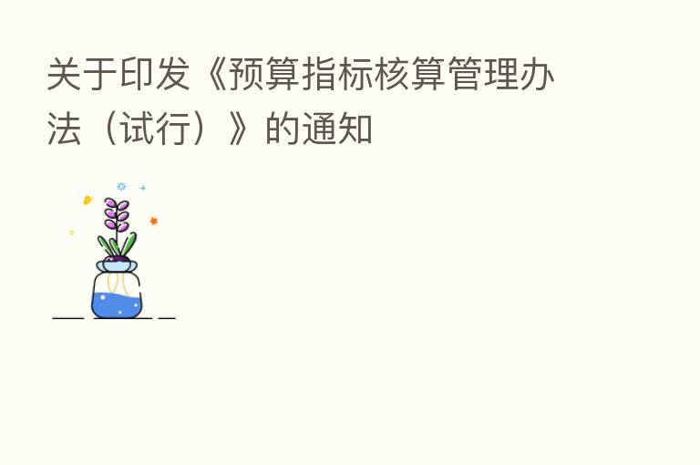 关于印发《预算指标核算管理办法(试行)》的通知