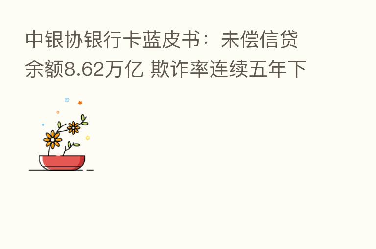 中银协银行卡蓝皮书:未偿信贷余额8.62万亿 欺诈率连续五年下降