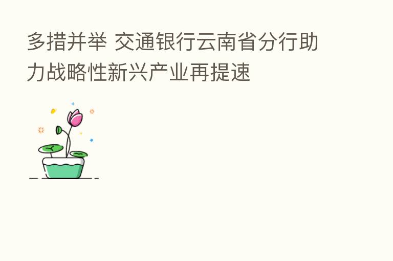 多措并举 交通银行云南省分行助力战略性新兴产业再提速