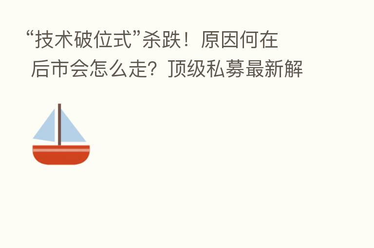 “技术破位式”   跌！原因何在 后市会怎么走？顶级私募新   解读
