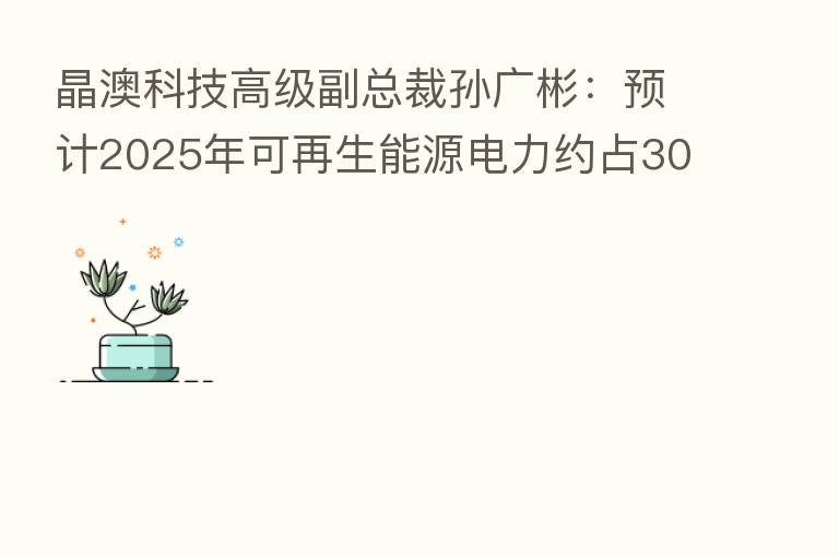 晶澳科技高级副总裁孙广彬:预计2025年可再生能源电力约占30%,其中新增部分一半以上是光伏发电