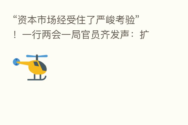 “资本市场经受住了严峻考验”！一行两会一局官员齐发声：扩大沪深港通股票标的、继续营造合理充裕的流动性环境…来看八大要点
