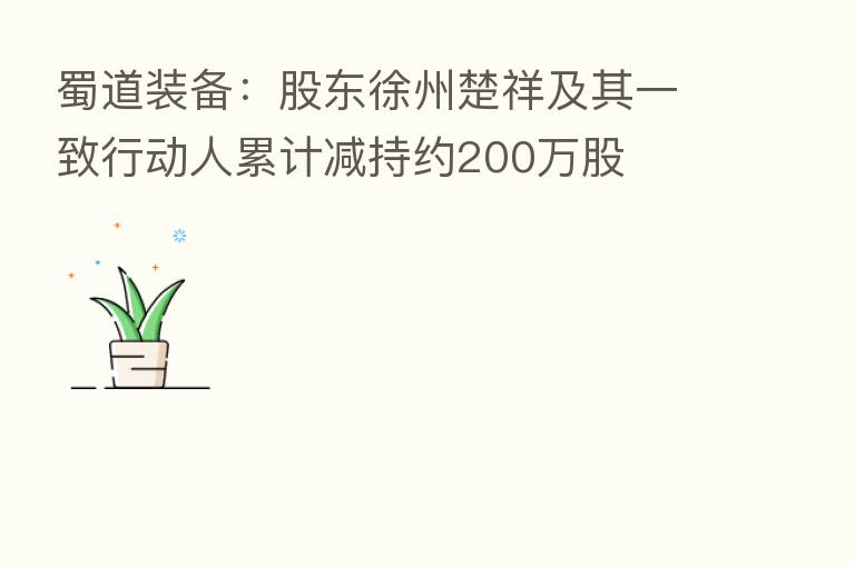 蜀道装备：股东徐州楚祥及其一致行动人累计减持约200万股