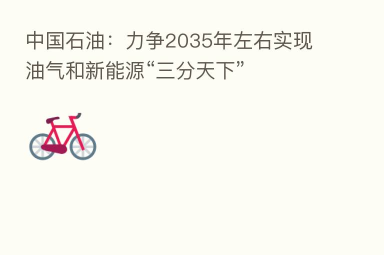 中国石油：力争2035年左右实现油气和新能源“三分天下”