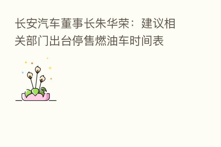 长安汽车董事长朱华荣：建议相关部门出台停售燃油车时间表