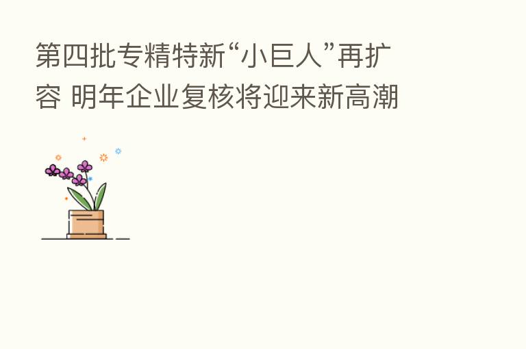 四批专精特新“小巨人”再扩容 明年企业复核将迎来新高潮