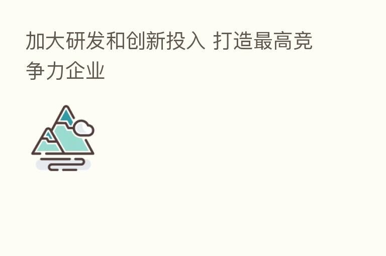 加大研发和创新投入 打造 高竞争力企业