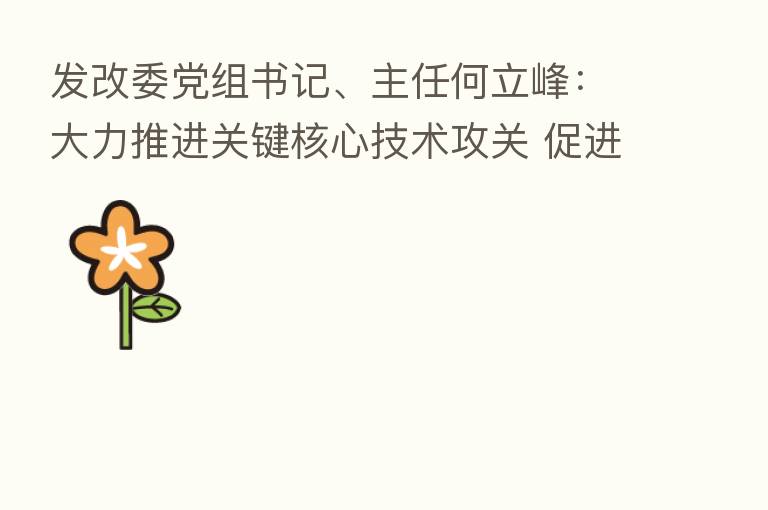 发改委党组书记、主任何立峰：大力推进关键核心技术攻关 促进新产业新业态发展