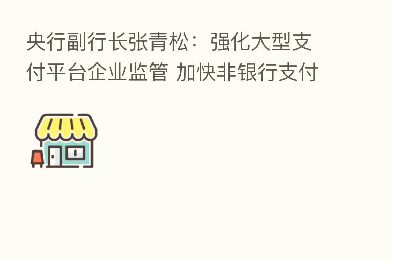央行副行长张青松:强化大型支付平台企业监管 加快非银行支付机构条例立法进程